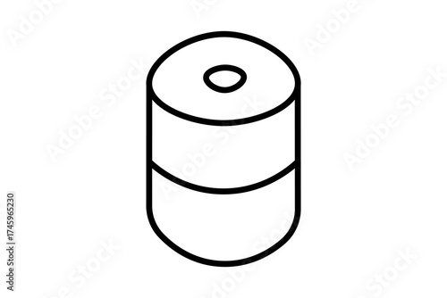 The image shows a black-and-white line illustration of a database storage icon represented by a cylindrical shape.