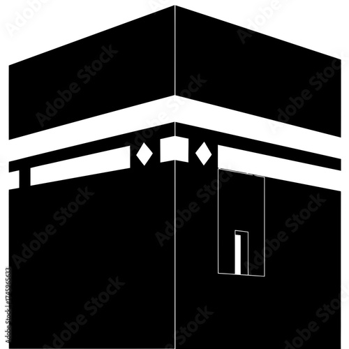 Kaaba in mecca, islams holiest site, a cubeshaped building at the center of the great mosque of mecca, representing the direction of prayer for muslims worldwide