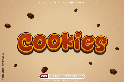 Editable 3d text effect cookies for food template effect