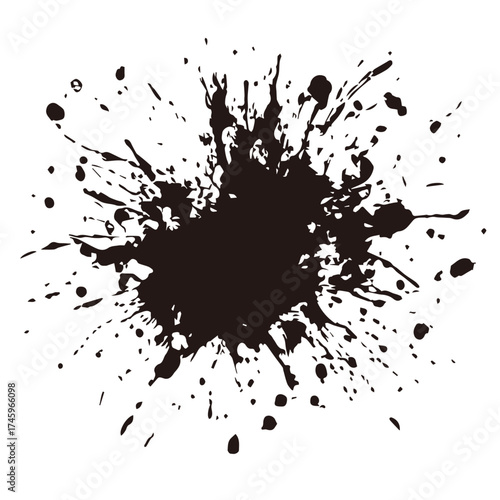 インクの飛び散り・スプラッシュ素材｜Ink Splash Effect, インク汚れ, 黒スミ, 抽象デザイン, ベクター, 背景装飾, カットアウト