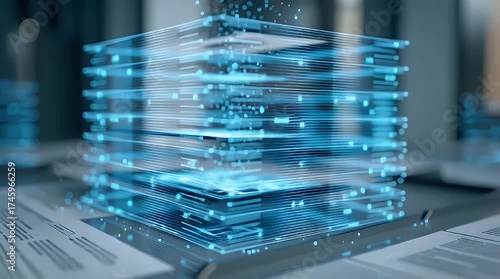 Digital Transformation of Traditional Paper Stacks into Virtual Files with ai generated