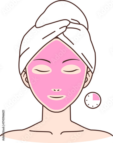 illustration of a woman wearing a facial mask on a transparent background