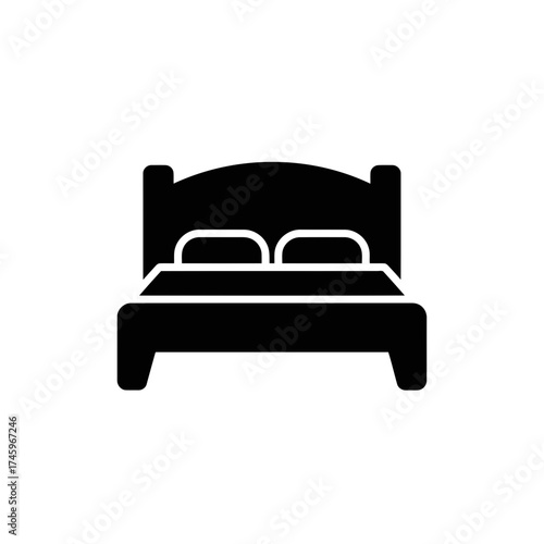 Black silhouette of a double bed with two pillows