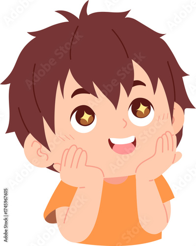 illustration of a cute boy with an expression of amazement