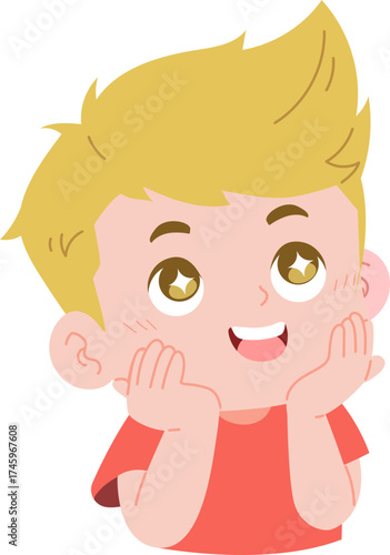 illustration of a cute boy with an expression of amazement
