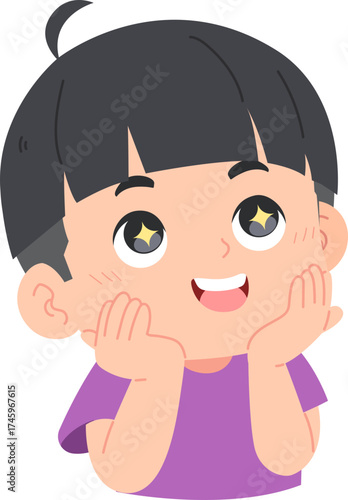 illustration of a cute boy with an expression of amazement