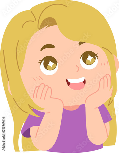 illustration of a cute girl with an expression of amazement