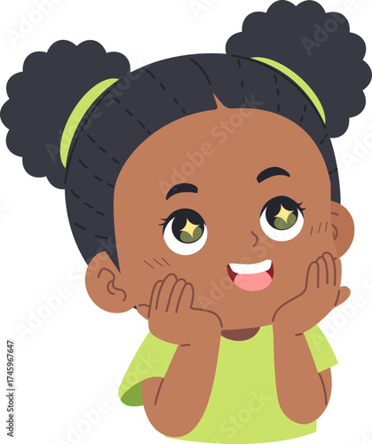 illustration of a cute girl with an expression of amazement