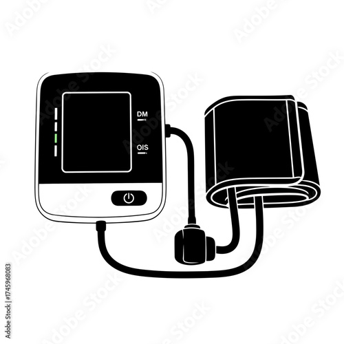 Digital blood pressure monitor with cuff, a medical device for home use to measure hypertension