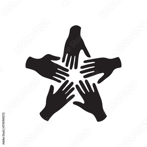 a lot of the hands of the men silhouette vector icon
