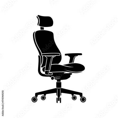 Ergonomic office chair with headrest and armrests
