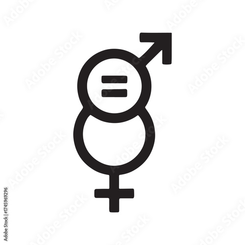 Gender equality icon symbolizing equal rights for men and women representing social justice and fair treatment in society and the workplace a vector illustration silhouette icon