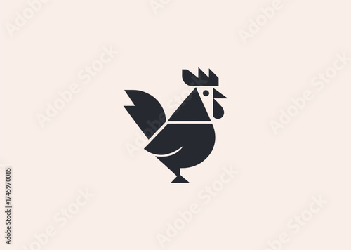 A minimalist geometric rooster logo, representing alertness, courage, and the spirit of a new beginning