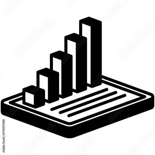 Growth Graph Mini Illustration Isometric Icon. Use For Modern Concept, Print, Ui, Ux Kit, Web And App Development. Vector Related To Market, Business, Finace