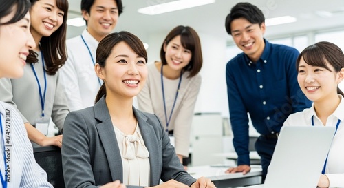 笑顔あふれる社員たち：チームリーダーを中心に、チームワークの良さが伺えるオフィス