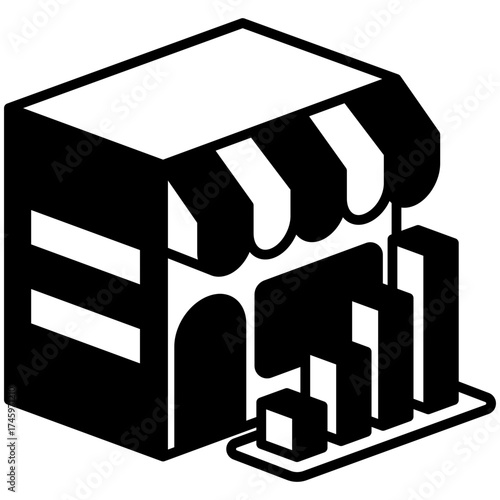 Market Mini Illustration Isometric Icon. Use For Modern Concept, Print, Ui, Ux Kit, Web And App Development. Vector Related To Market, Business, Finace