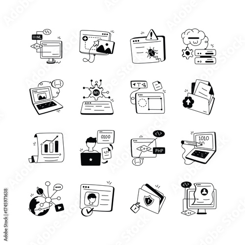 Doodle business career development elements set