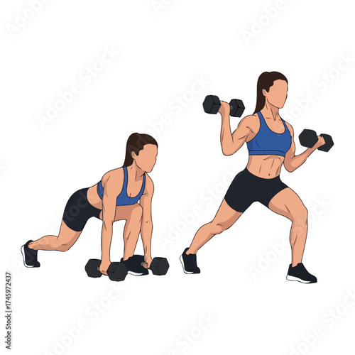 Woman Performing Dumbbell Lunges Exercise for Fitness and Strength.