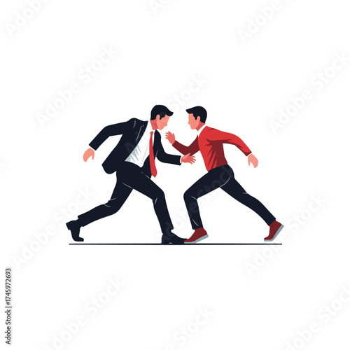 Business Confrontation - Two Men in a Competitive Standoff.