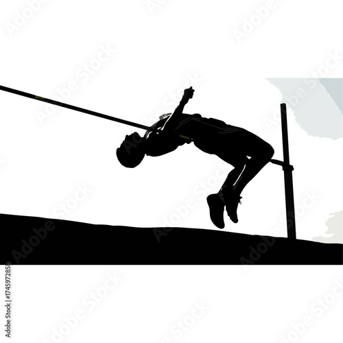 Silhouette of High Jumper Clearing the Bar with Precision.
