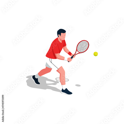 Tennis player focused on hitting the ball during the game.