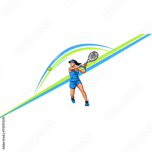 Tennis Player in Action with Dynamic Background.