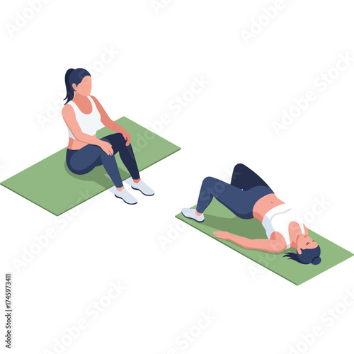 Woman performing bridge exercise on mat for fitness and health.