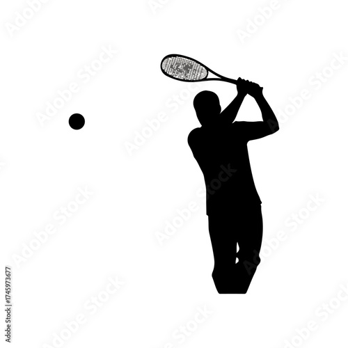 Tennis player silhouette hitting ball during a match.