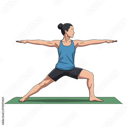Warrior Two Pose - A Womans Yoga Practice for Strength and Balance.