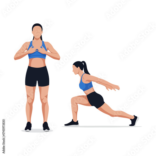 Woman Demonstrating Forward Lunge Exercise for Fitness.