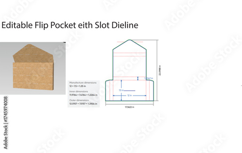 Kraft paper envelope with slot and dieline template