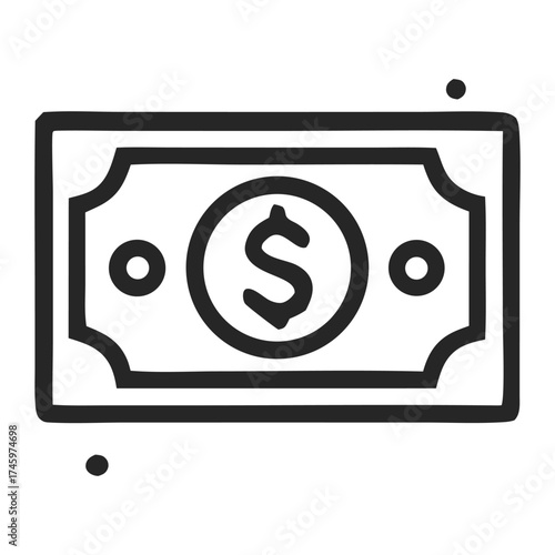 Illustration of a dollar bill featuring a prominent dollar sign, set against a minimalistic background, symbolizing finance and currency