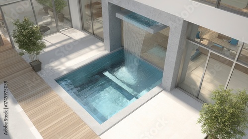 Modern courtyard water feature design