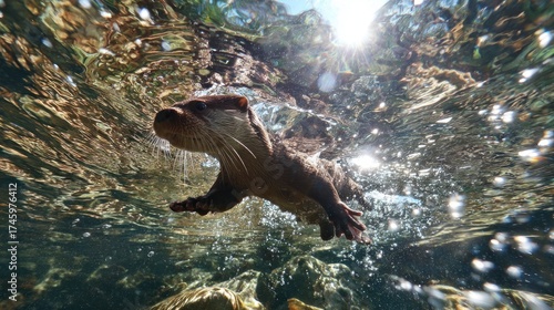 Otter underwater activity