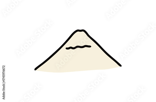 手描きの富士山　シンプルなイラスト　白