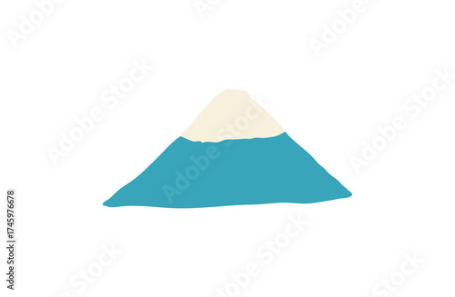 手描きの富士山　やわらかい色合いのシンプルイラスト 赤富士