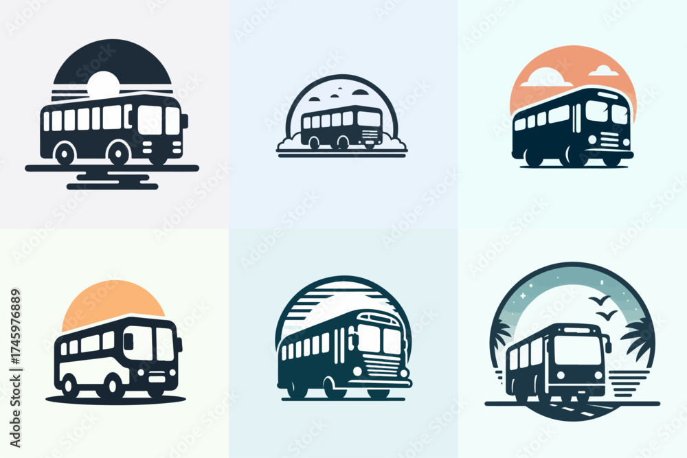 Fototapeta premium bus set vector illustration