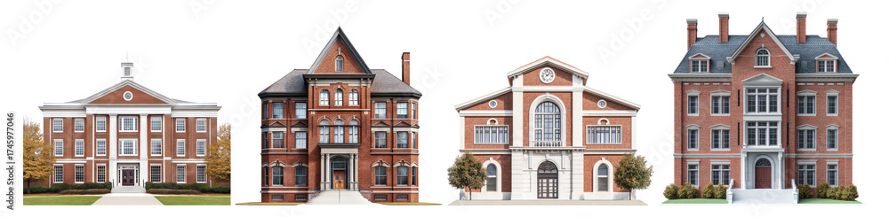 Fototapeta premium Four Distinct Architectural Styles of Academic Building Designs
