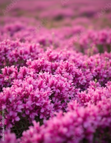 Vibrant Field of Blooming Pink Flowers.