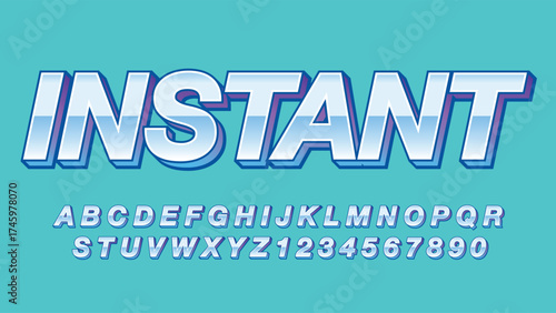 blue chrome 3d italic display typography