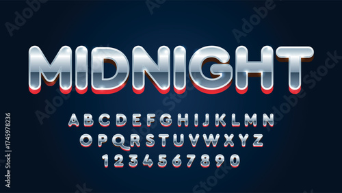 Chrome bright 3d rounded uppercase typography