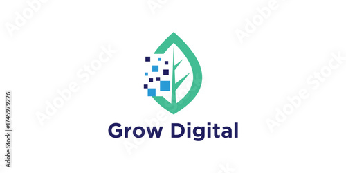 Grow Digital Logo – Eco Technology and Sustainable Innovation Symbol
