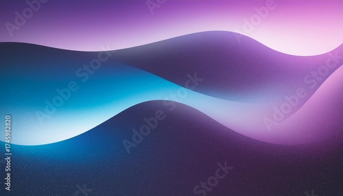 Noisy color gradient background with dark grain and purple, blue and white fluid waves.