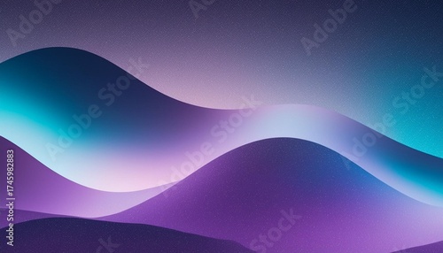 Noisy color gradient background with dark grain and purple, blue and white fluid waves.