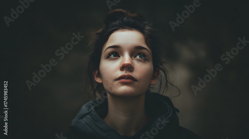 woman, girl, young, view, look, render, photo, picture, research, cast, post, script, ligth, red hair, red lips, 