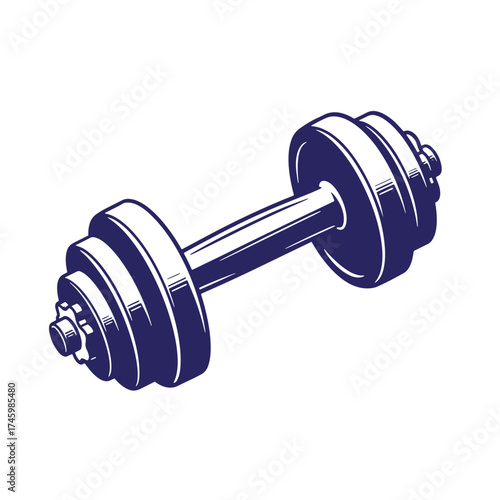 Vintage vector illustration of a professional dumbbell for strength training and fitness