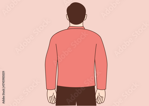Back view of man illustration, flat vector design for business, psychology, decision making, and emotional concepts