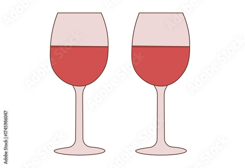 Romantic dinner table illustration with wine glasses and candlelight