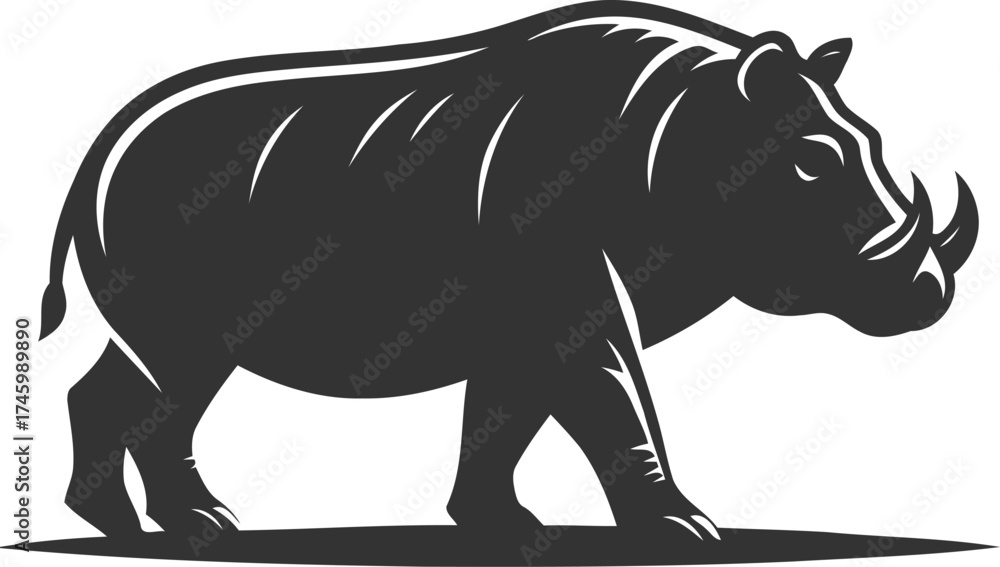 Fototapeta premium Black vector of a babirusa silhouette illustration