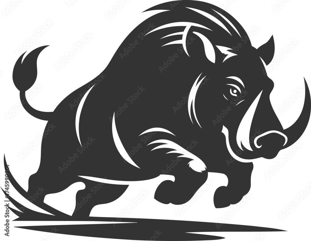 Obraz premium Black vector of a babirusa silhouette illustration